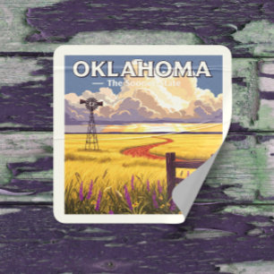 Pegatina Cuadrada Oklahoma vintage
