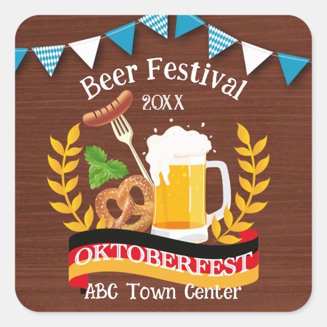 Pegatina Cuadrada Oktoberfest (Anverso)