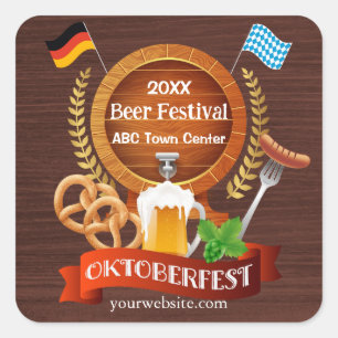 Pegatina Cuadrada Oktoberfest Beer Barrel