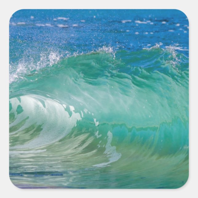 Pegatina Cuadrada Olas de playa de verano del océano azul (Anverso)