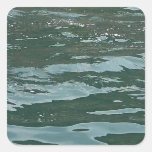 Pegatina Cuadrada Olas del Océano AzurDiseño de Océano Abstracto