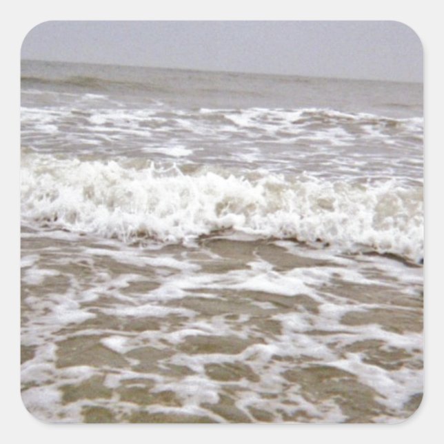 Pegatina Cuadrada Olas furiosas llegan a la costa (Anverso)