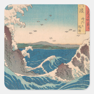 Pegatina Cuadrada Olas japonesas Naruto Remolino Arte Oceánico