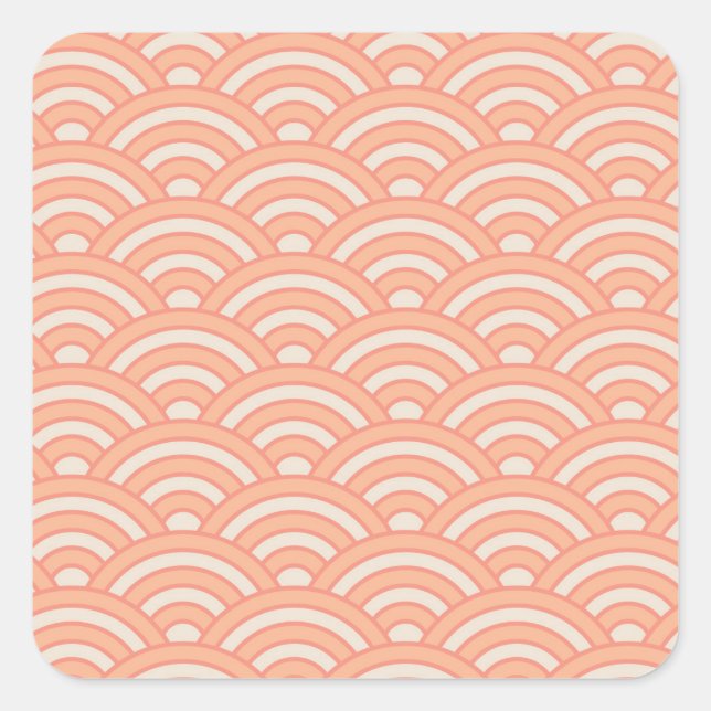 Pegatina Cuadrada Olas japonesas Peach Fuzz Seigaiha (Anverso)