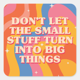 Pegatina Cuadrada Olas Retro Groovy Con Mantra de Mindfulness