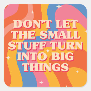 Pegatina Cuadrada Olas Retro Groovy Con Mantra de Mindfulness