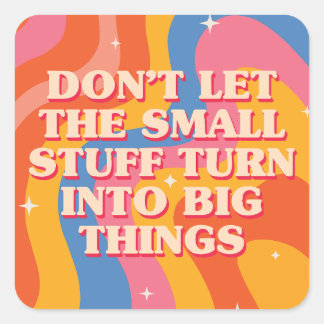 Pegatina Cuadrada Olas Retro Groovy Con Mantra de Mindfulness