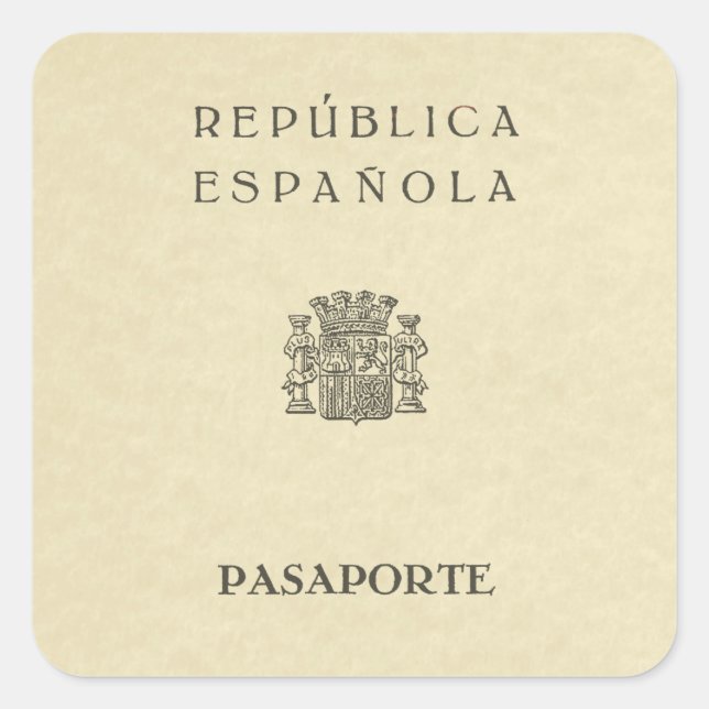 Pegatina Cuadrada Old Spanish Republic passport (sepia paper) (Anverso)