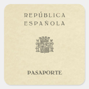 Pegatina Cuadrada Old Spanish Republic passport (sepia paper)
