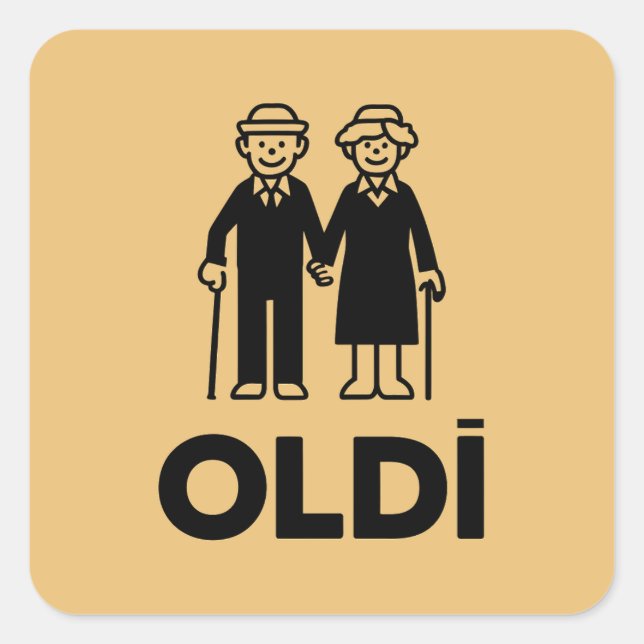 Pegatina Cuadrada Oldi Birthday (Anverso)