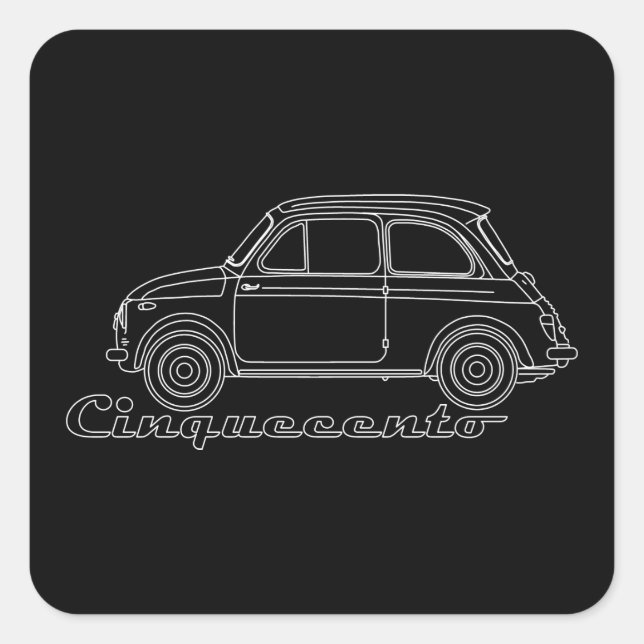 Pegatina Cuadrada Oldtimer Fiat Cinquecento Der PUCH 500 (Anverso)