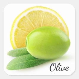 Pegatina Cuadrada Oliva y limón