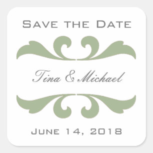 Pegatina Cuadrada Olive Save The Date Pegatinas and Seals