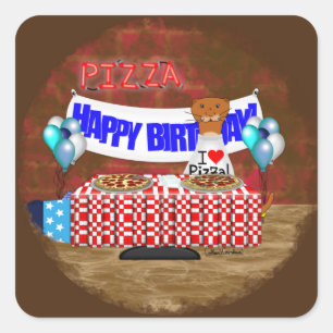 Pegatina Cuadrada Oliver La Nutria tiene 6 años! Feliz Cumpleaños