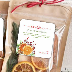 Pegatina Cuadrada Olla de Navidad para cocinar en la estufa Potpourr