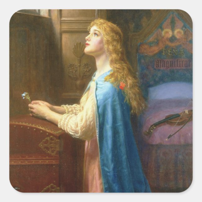Pegatina Cuadrada 'Olvídame no' (aceite sobre lienzo) (Anverso)