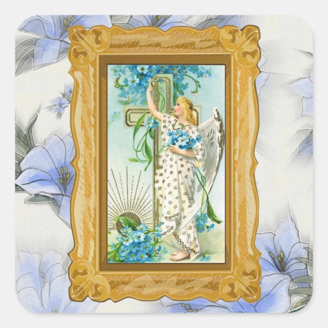 Pegatina Cuadrada Olvídate de mí y no de Ángel (Anverso)