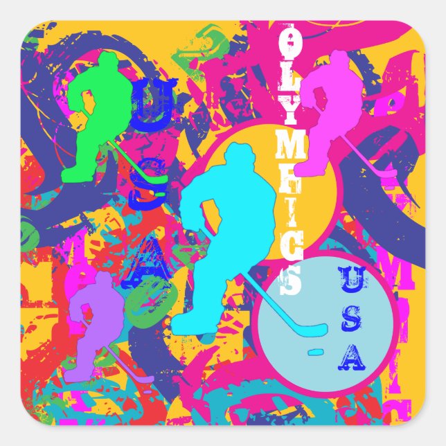 PEGATINA CUADRADA OLYMPIC HOCKEY (Anverso)