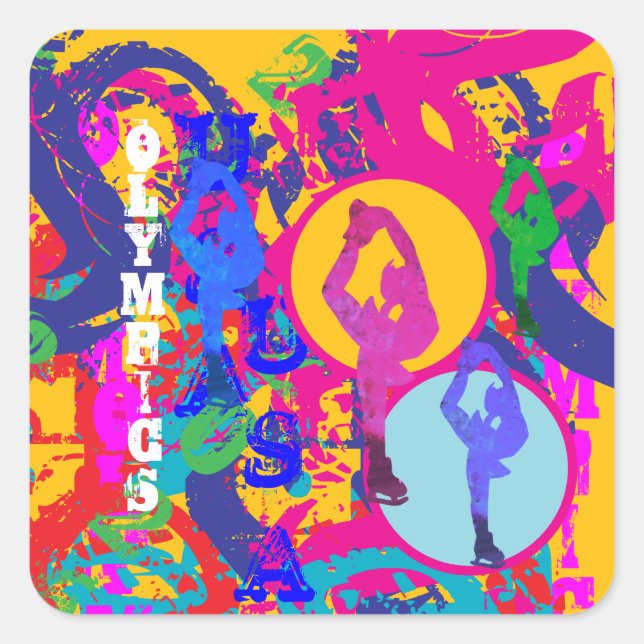 PEGATINA CUADRADA OLYMPIC SKATING  (Anverso)