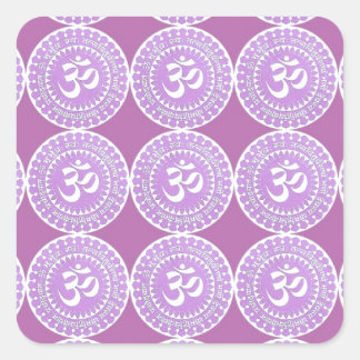 Pegatina Cuadrada OM Mantra : OMMANTRA Purple Chant
