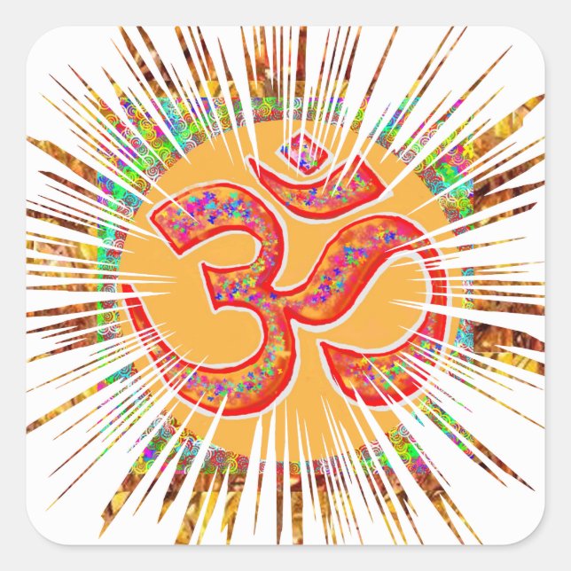 Pegatina Cuadrada OM MANTRA Sparkle (Anverso)