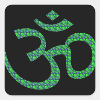 Pegatina Cuadrada Om o Aum ॐ.png con estampado azul verde
