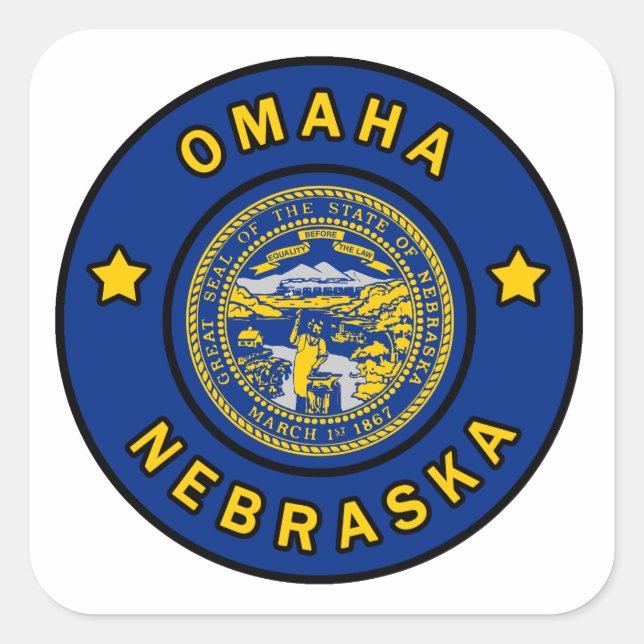 Pegatina Cuadrada Omaha Nebraska (Anverso)