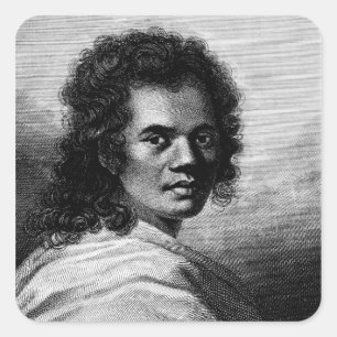 Pegatina Cuadrada Omai, grabado por J. Caldwall, 1777