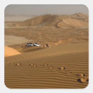 Pegatina Cuadrada Omán, desierto de Rub Al Khali, conduciendo sobre