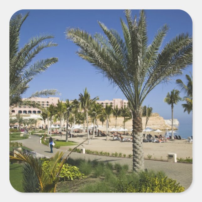 Pegatina Cuadrada Omán, Mascate, Al, Jissah. Shangri, La Barr Al, (Anverso)