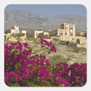 Pegatina Cuadrada Omán, Montañas Hajar occidentales, Al Hamra. Ciuda