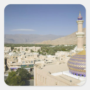 Pegatina Cuadrada Omán, montañas occidentales de Hajar, Nizwa. Nizwa