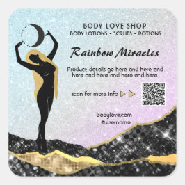 Pegatina Cuadrada *~* Ombre Goddess Intención Spell AP24 Rainbow Squ