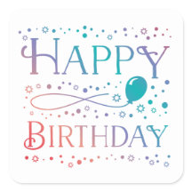 Ombre Pastel Confeti y Globo Feliz Cumpleaños