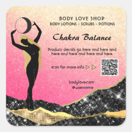 Pegatina Cuadrada *~* Ombre Peach Pink Goddess Intención Spell AP24