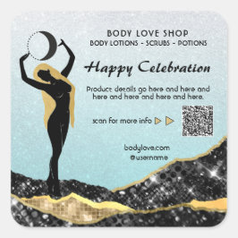 Pegatina Cuadrada *~* Ombre Turquesa Diosa Intención Spell AP24