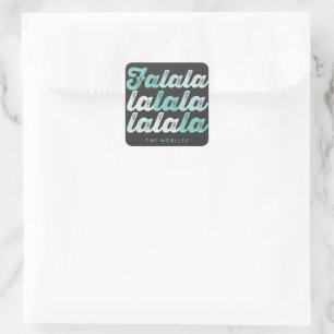 Pegatina Cuadrada Ombre Verde Menta Falalalala Script Moderno Negrit