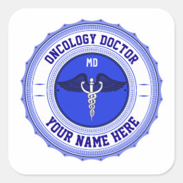 Pegatina Cuadrada Oncología Caduceus Especialidad en personalizable