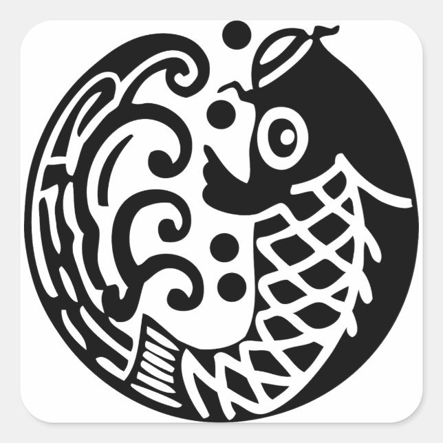 Pegatina Cuadrada Onda de carpa (Anverso)