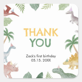 Pegatina Cuadrada One A Saurus Dinosaur Boy Square