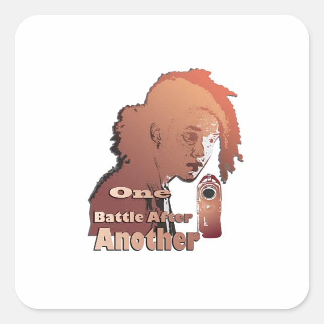 Pegatina Cuadrada One Battle After Another – Cinematic Movie-Inspire (Anverso)
