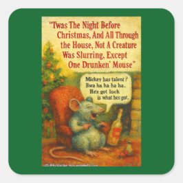 Pegatina Cuadrada One Drunken' Mouse – Christmas Card Chaos