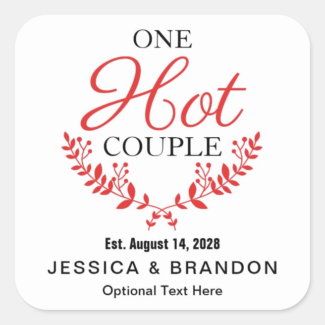 Pegatina Cuadrada One Hot Couple Square Label HS036sqn (Anverso)