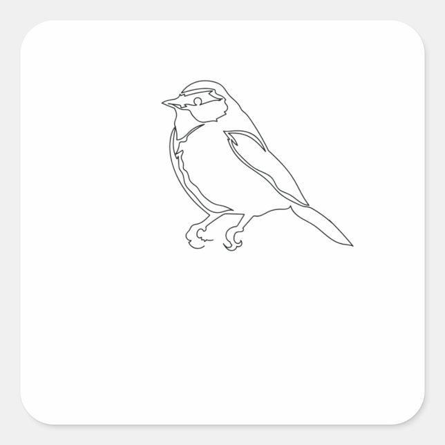 Pegatina Cuadrada One Line Drawing Vogel Spatz Single Art (Anverso)