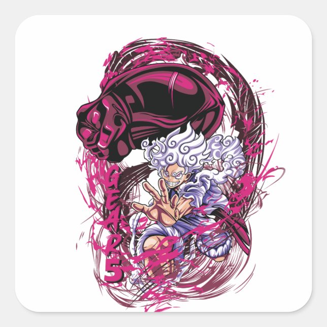 Pegatina Cuadrada One Piece Neón (Anverso)
