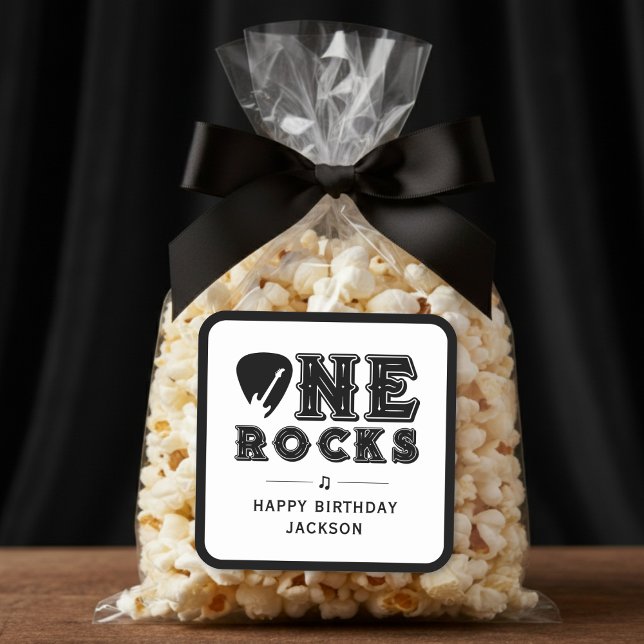 Pegatina Cuadrada One Rocks Guitar Pick 1st Birthday Party (Subido por el creador)