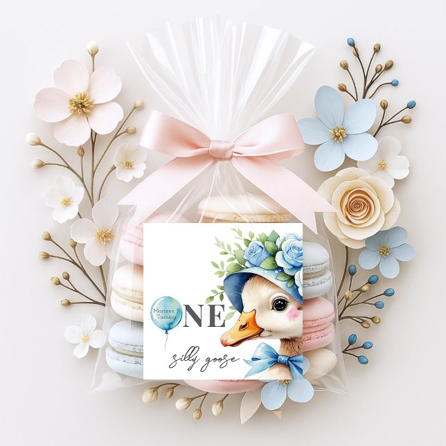 Pegatina Cuadrada One Silly Goose Boy Birthday  (Subido por el creador)