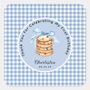 Pegatina Cuadrada One Smart Cookie Boys First Birday Gracias