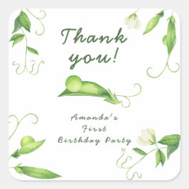 Pegatina Cuadrada One Sweet Pea First Birthday