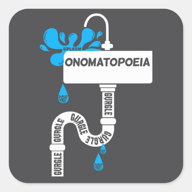Pegatina Cuadrada Onomatopoyía, escritura creativa o poesía (Anverso)